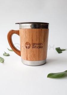 Gertuvės ir termosai | Bambukinis termo puodelis Green Whale, 280 ml
