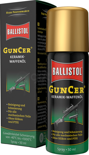 Ginklų priežiūra | Keraminė ginklų priežiūros alyva Ballistol GunCer, purškiama, 50 ml 22165