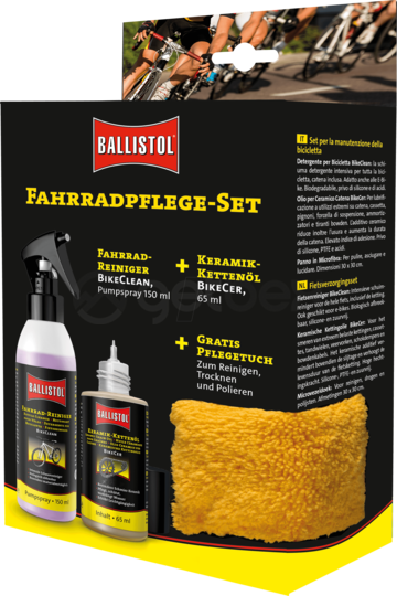 Priežiūros priemonės | Dviračių valymo rinkinys Ballistol: grandinės alyva 65ml+valymo priemonė 150ml+šluostė